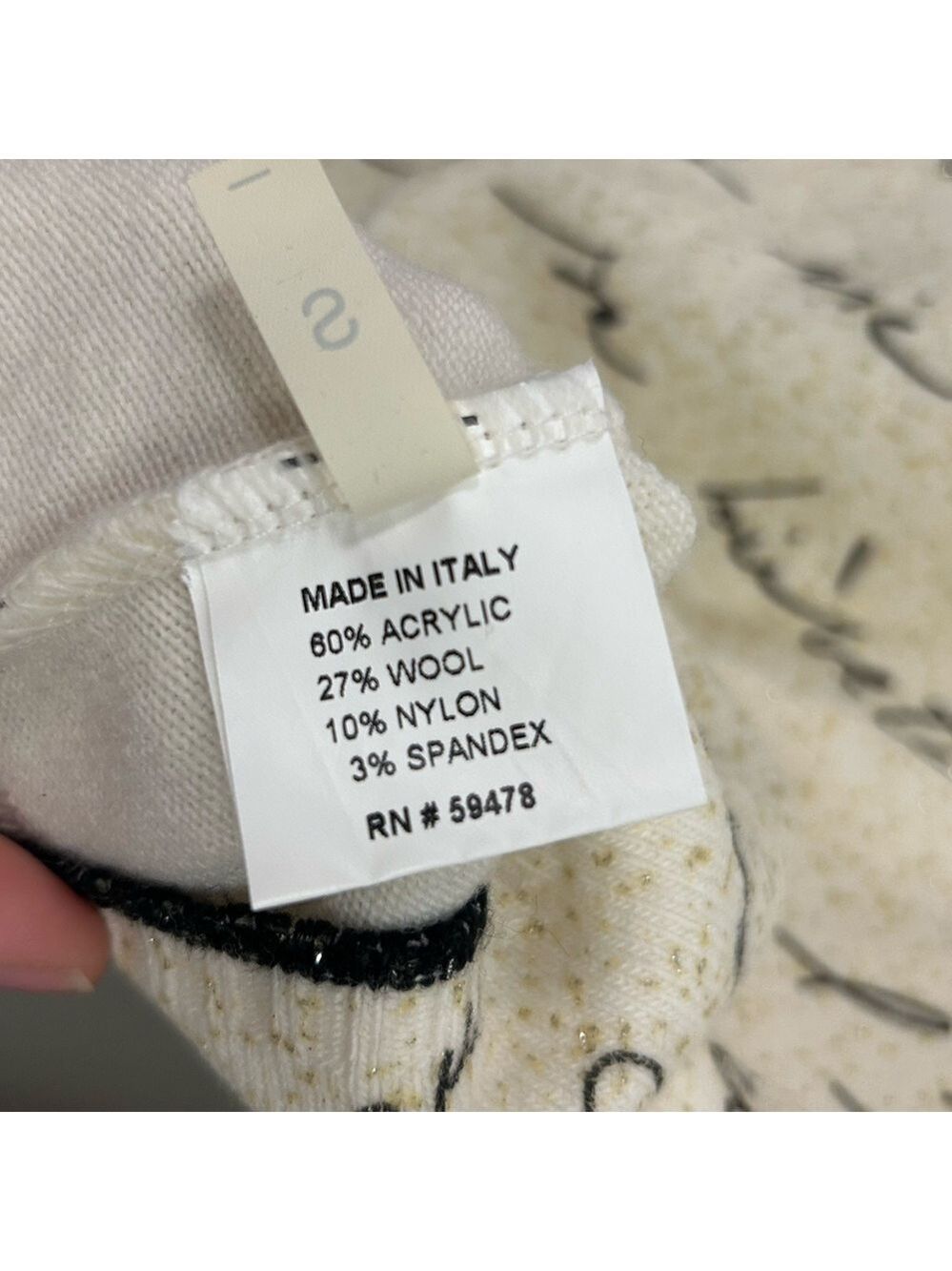 Tous Les Garçons Cream Script Print Long Sleeve Top French Paris Style Small - Picture 3 of 6